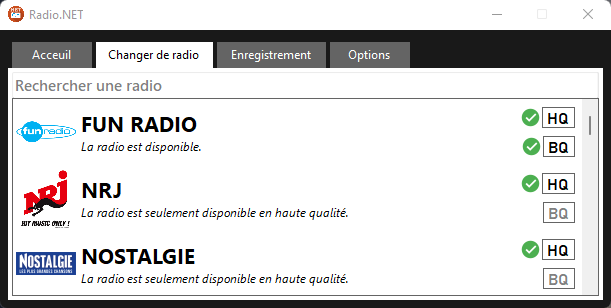 Image Section de séléction des radios